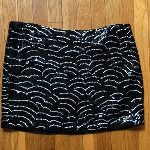 Black and Silver Sequin Mini Skirt